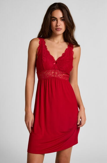 Hunkemöller Slipdress Nora Lace Rot von Hunkemöller