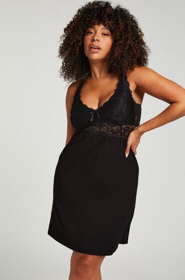 Hunkemöller Slipdress Nora Lace Schwarz von Hunkemöller