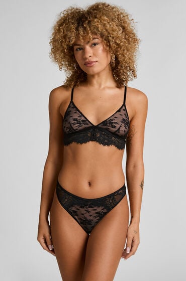 Hunkemöller String mit hohem Bein Lou Schwarz von Hunkemöller