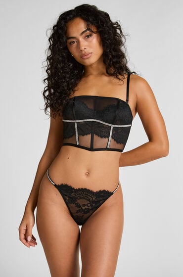 Hunkemöller String mit hohem Beinausschnitt Odette Schwarz von Hunkemöller