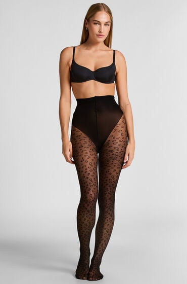 Hunkemöller Strumpfhose 15 Denier Leopard Schwarz von Hunkemöller