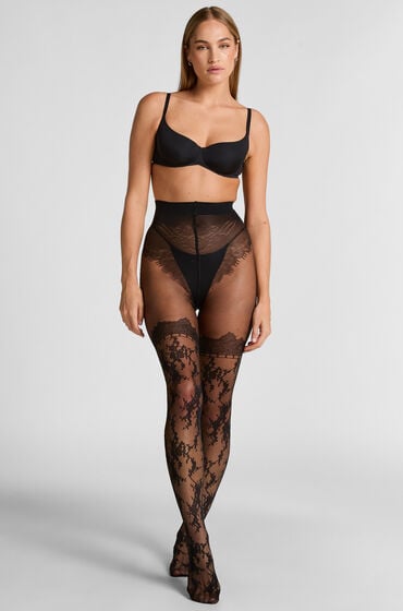 Hunkemöller Strumpfhose 20 Denier Spitze Schwarz von Hunkemöller