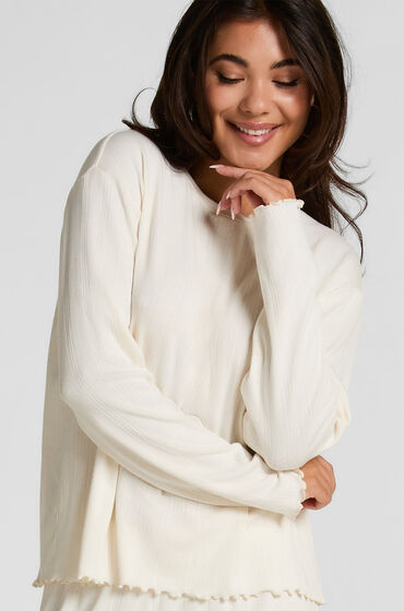 Hunkemöller Pyjama Top Loose Pointelle Weiß von Hunkemöller