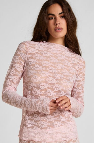 Hunkemöller Top aus Allover-Spitze Rosa von Hunkemöller