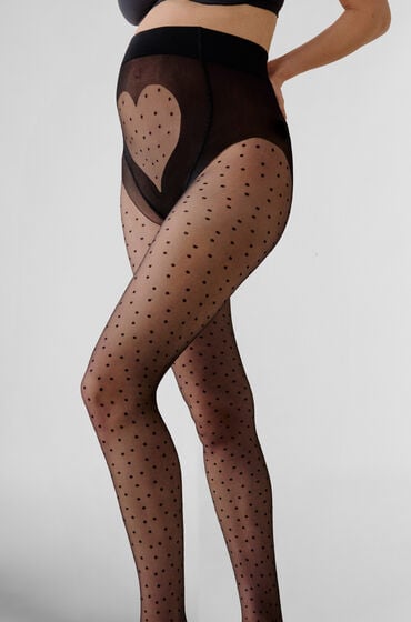 Hunkemöller Umstandsstrumpfhose 15 Denier Dots Schwarz von Hunkemöller