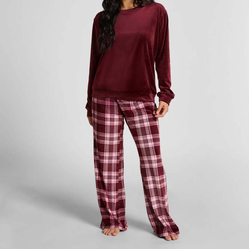 Hunkemöller Velours Check Pyjamas, Rot, Größe: XL, Damen von Hunkemöller