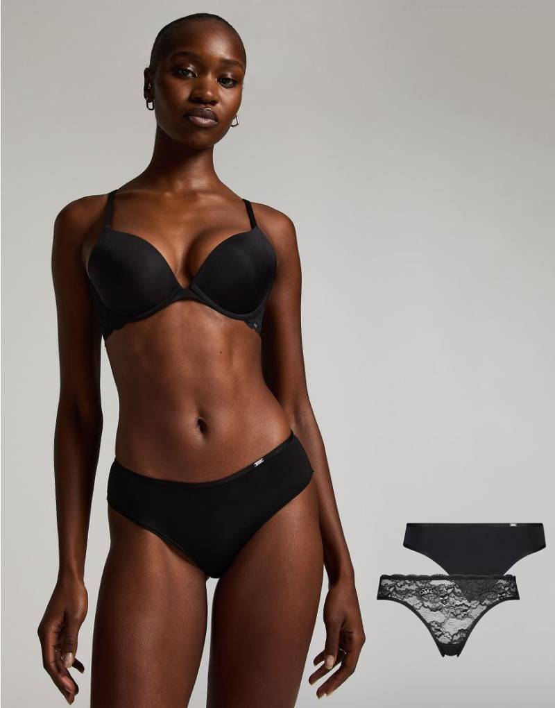 Hunkemöller - Angie - 2er-Pack Slips in Schwarz von Hunkemoller