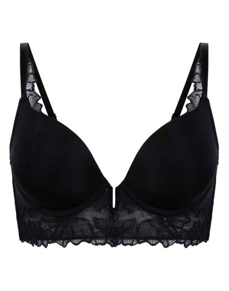 Hunkemöller - Jemima - Gepolsterter Push-up-Longline-BH in Schwarz mit Bügel von Hunkemoller