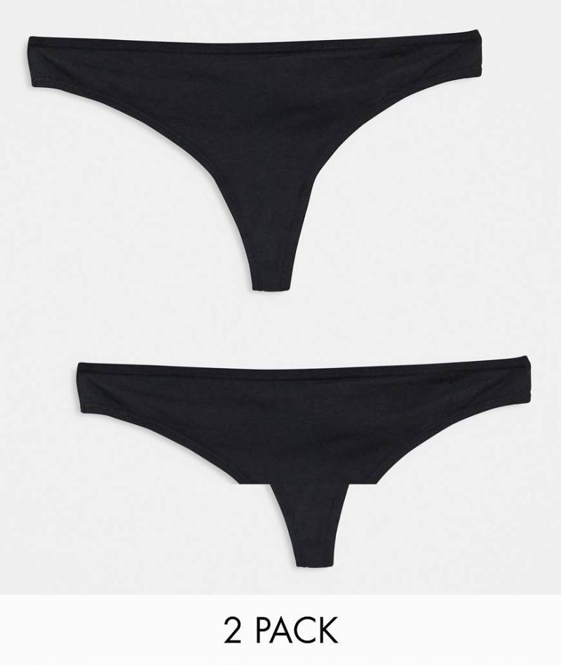Hunkemöller - Kim - 2er-Pack Tangas aus Baumwolle in Schwarz von Hunkemoller