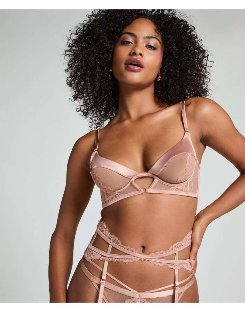 Hunkemöller - Nisha - Unwattierter Longline-BH in Beige mit Bügel-Neutral von Hunkemoller