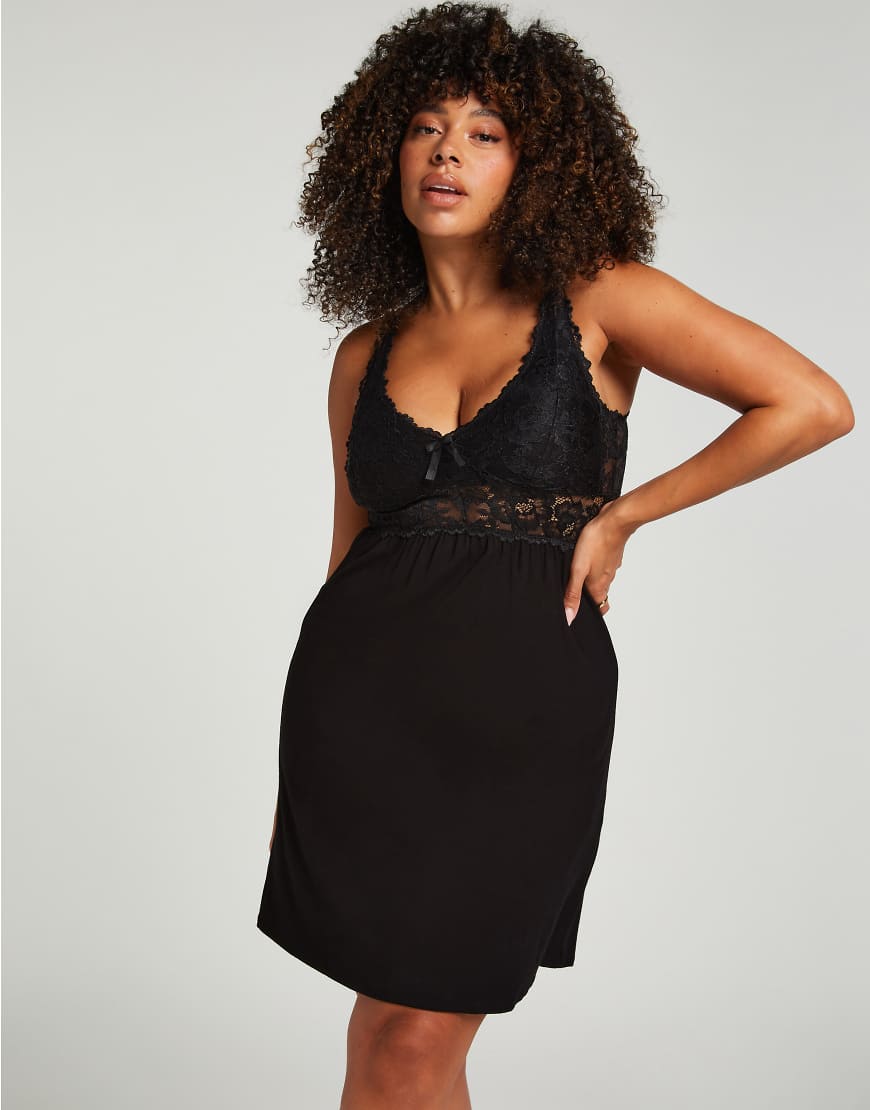 Hunkemöller - Nora - Unterkleid aus Spitze in Schwarz von Hunkemoller