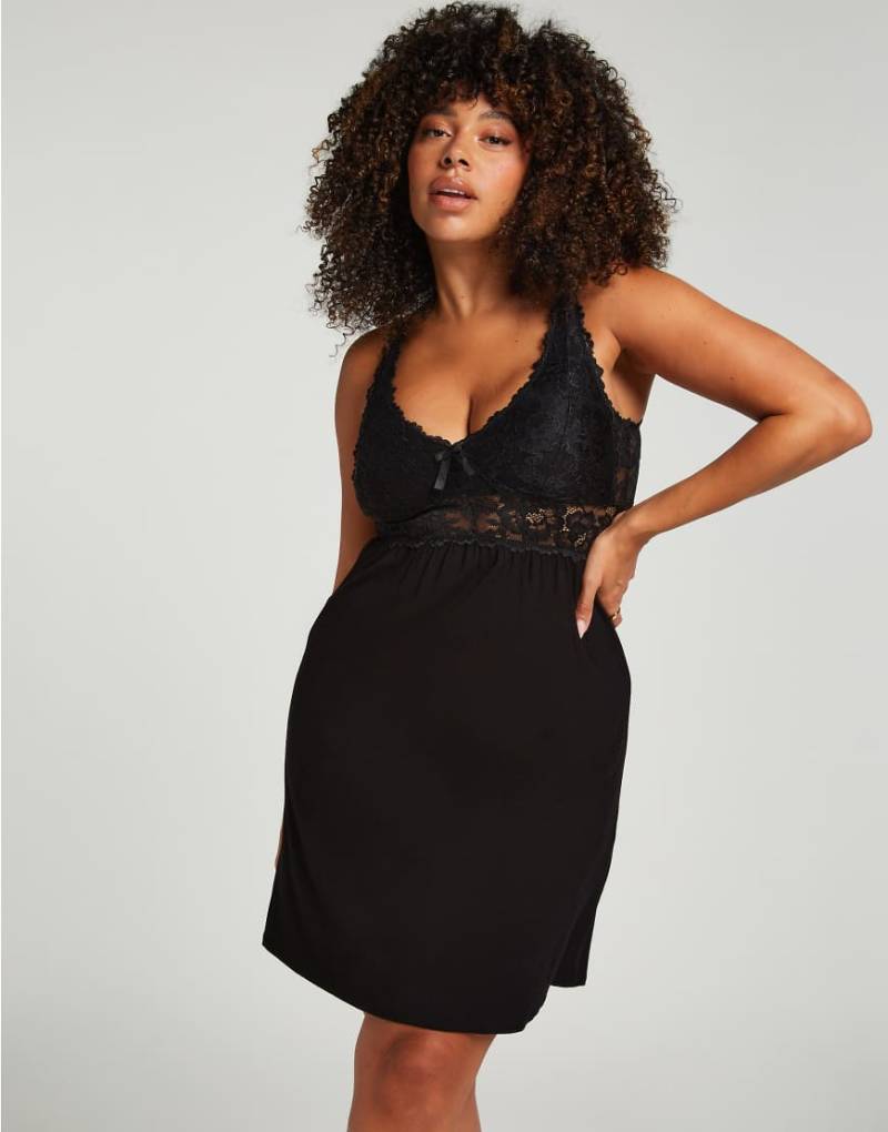 Hunkemöller - Nora - Unterkleid aus Spitze in Schwarz von Hunkemoller