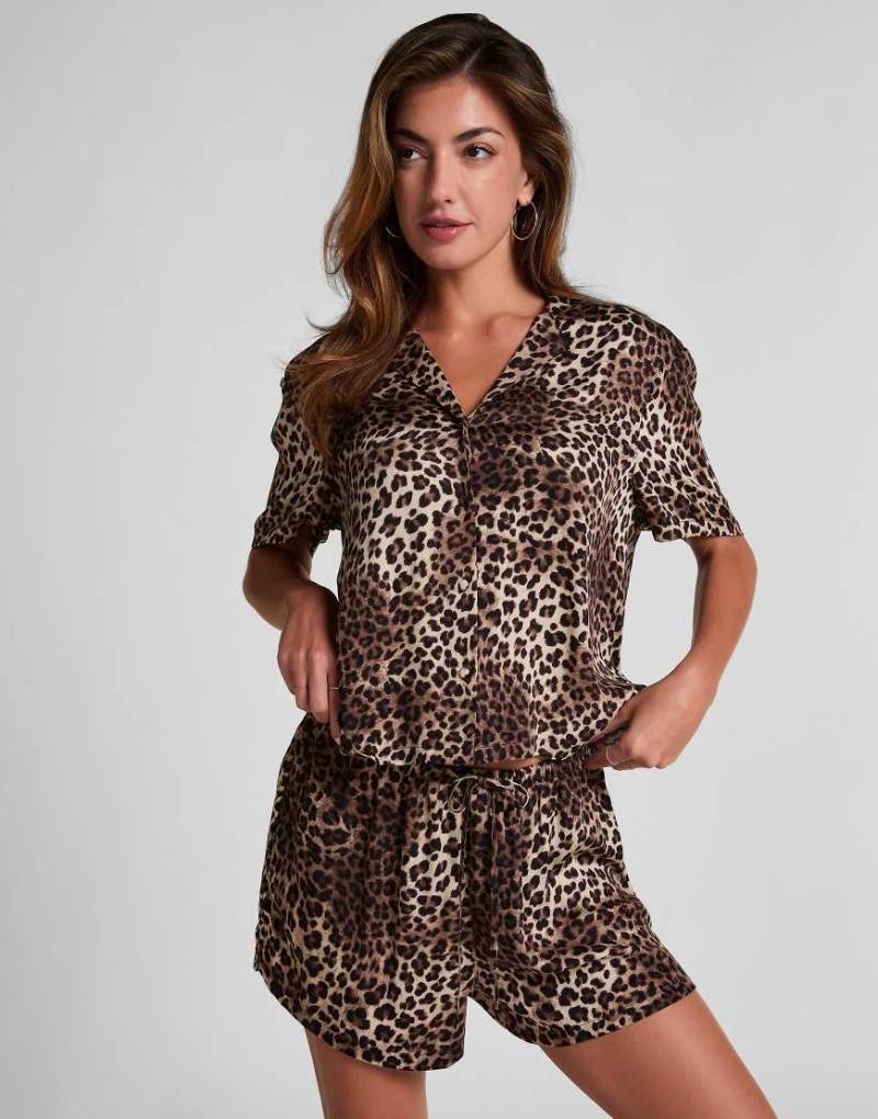 Hunkemöller - Satin-Shorts mit Leopardenmuster-Schwarz von Hunkemoller