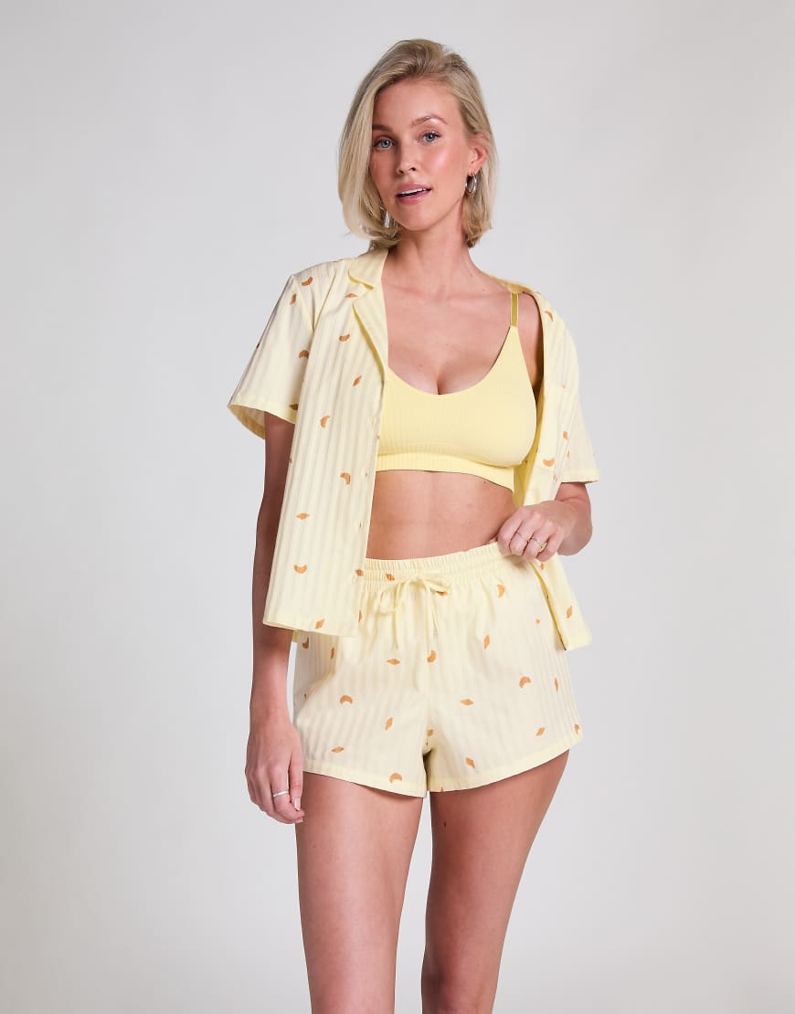 Hunkemöller - Shorts aus Baumwolle in Gelb von Hunkemoller
