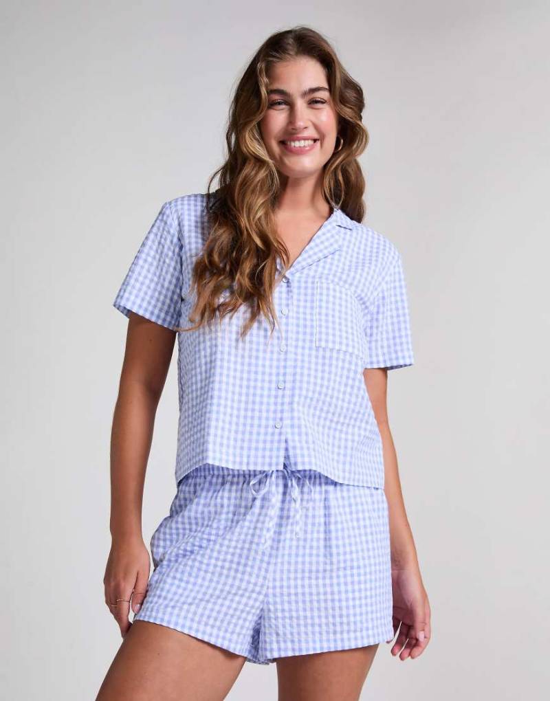 Hunkemöller - Shorts aus Seersucker in Blau Hunkemöller - Shorts aus Seersucker in Blau von Hunkemoller