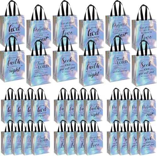 HunnmingRe Glänzende, schillernde christliche Geschenktüten mit Griff, 20,3 x 10,2 x 25,4 cm, Vlies, religiöser Bibelvers, Geschenktüten, wiederverwendbar, schillernde Tragetaschen für Geburtstag HunnmingRe Glänzende, schillernde christliche Geschenktüten mit Griff, 20,3 x 10,2 x 25,4 cm, Vlies, religiöser Bibelvers, Geschenktüten, wiederverwendbar, schillernde Tragetaschen für Geburtstag von HunnmingRe