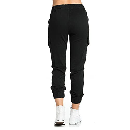 Hunpta Damen Hosen, Hohe Taille Cargo Hose Mehrfachtasche Tasche Hosen Punk Hosen Frauen Armee Militär Jogger Street Hose mit Reißverschluss von Hunpta