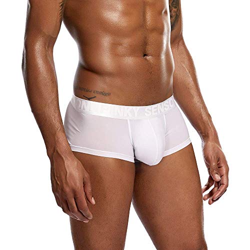 Hunpta @ Underwear, Herren Männer Einfarbig Unterwäsche Boxer Briefs Shorts Beutel Ultradünne Unterhose (XXL, Weiß) von Hunpta @