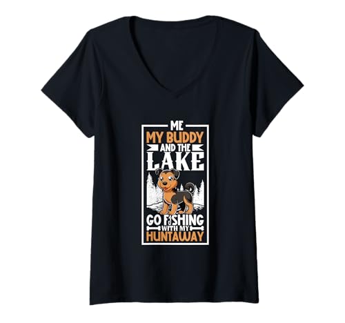Damen Angeln und Huntaway T-Shirt mit V-Ausschnitt Damen Angeln und Huntaway T-Shirt mit V-Ausschnitt von Huntaway Designs