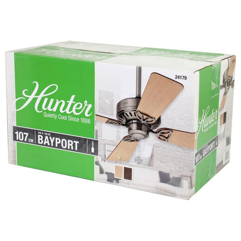 Hunter 24179 Bayport Deckenventilator Nickel gebürstet Ahorn Kirsche 107 cm von Hunter