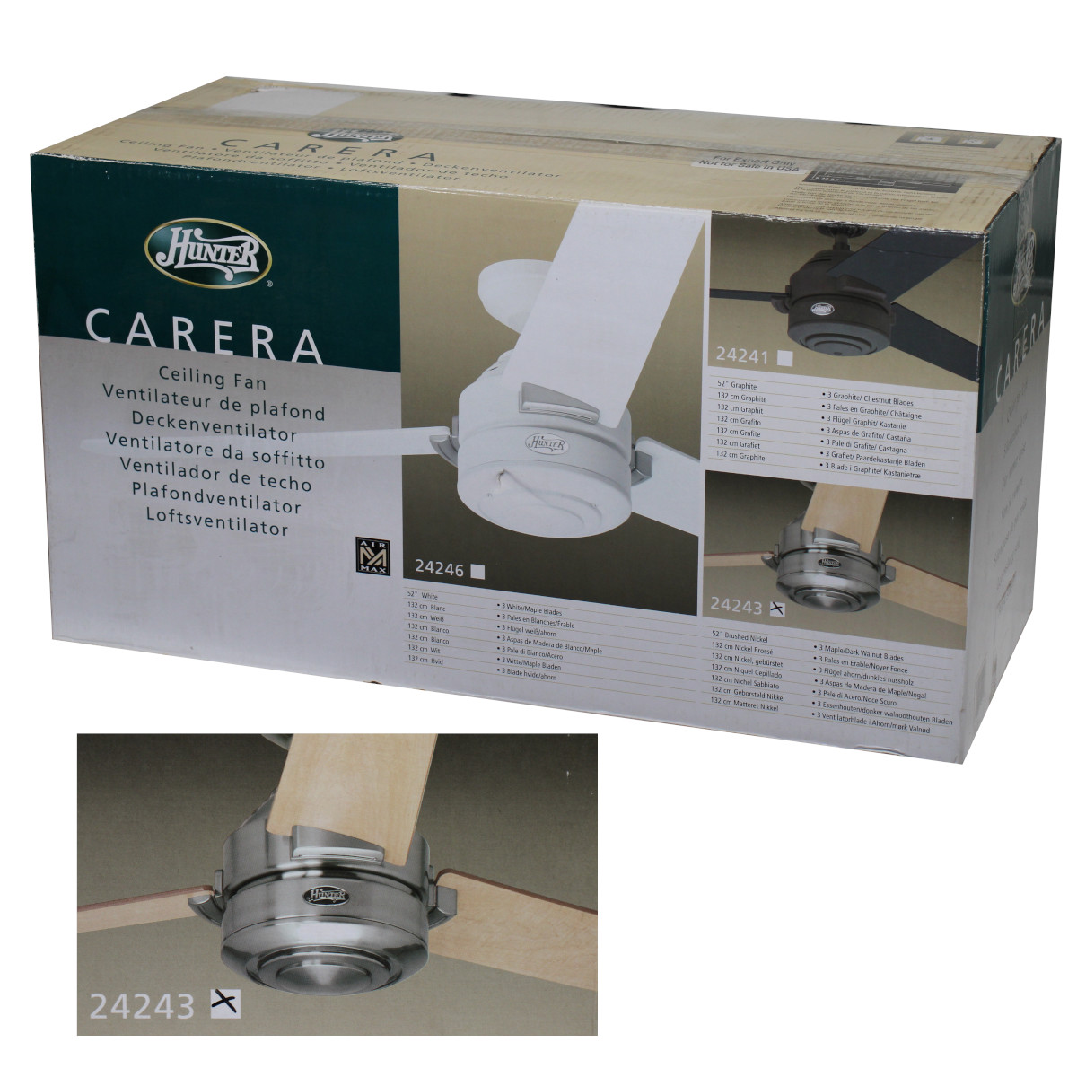 Hunter 24243 Carera Deckenventilator Nickel Ahorn Walnuss Echtholz 132 cm von Hunter