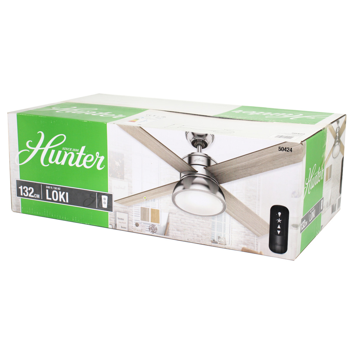 Hunter 50424 Loki Deckenventilator Licht Fernbedienung Eiche helles Holz 132 cm von Hunter