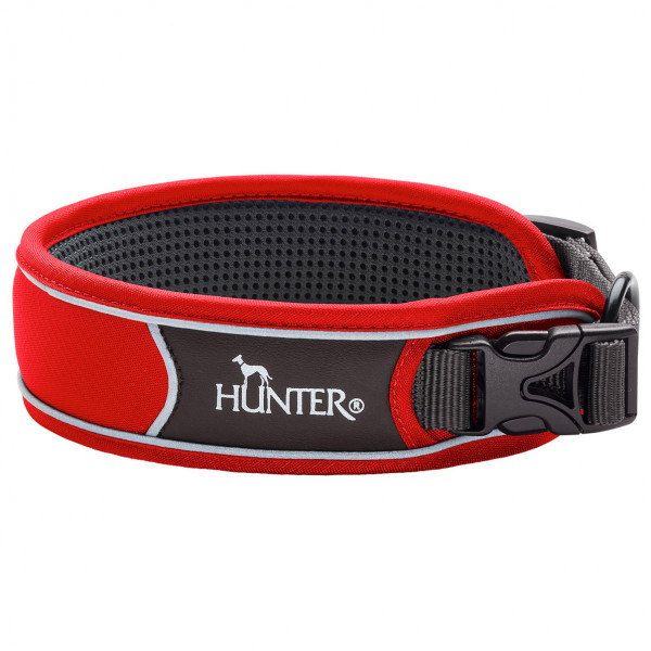 Hunter - Collar Divo - Hundehalsband Gr Halsumfang 25-35 cm - Breite 4,0 cm rot/grau von Hunter