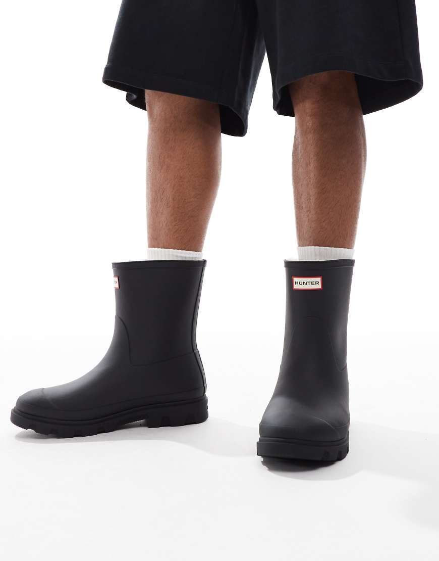 Hunter - Downpour - Gefütterte Unisex-Gummistiefel in Schwarz mit niedrigem Schaft von Hunter