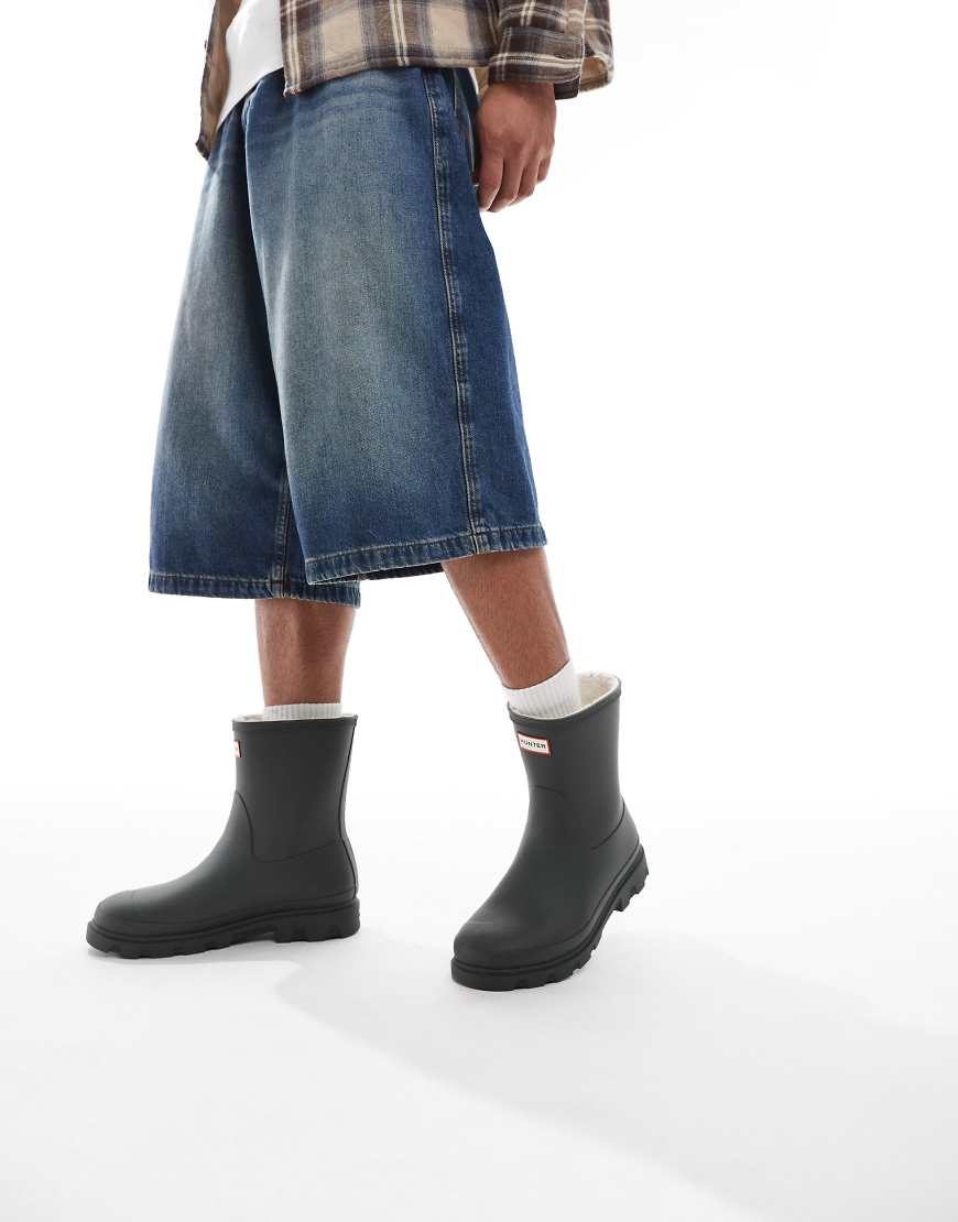 Hunter - Downpour - Gefütterte Unisex-Gummistiefel in dunklem Olivgrün mit niedrigem Schaft von Hunter