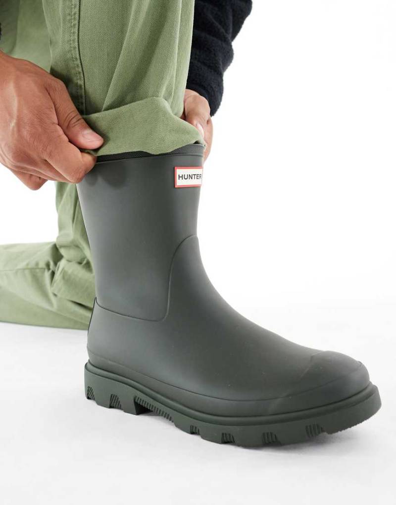 Hunter - Downpour - Unisex-Gummistiefel in dunklem Olivgrün mit niedrigem Schaft von Hunter