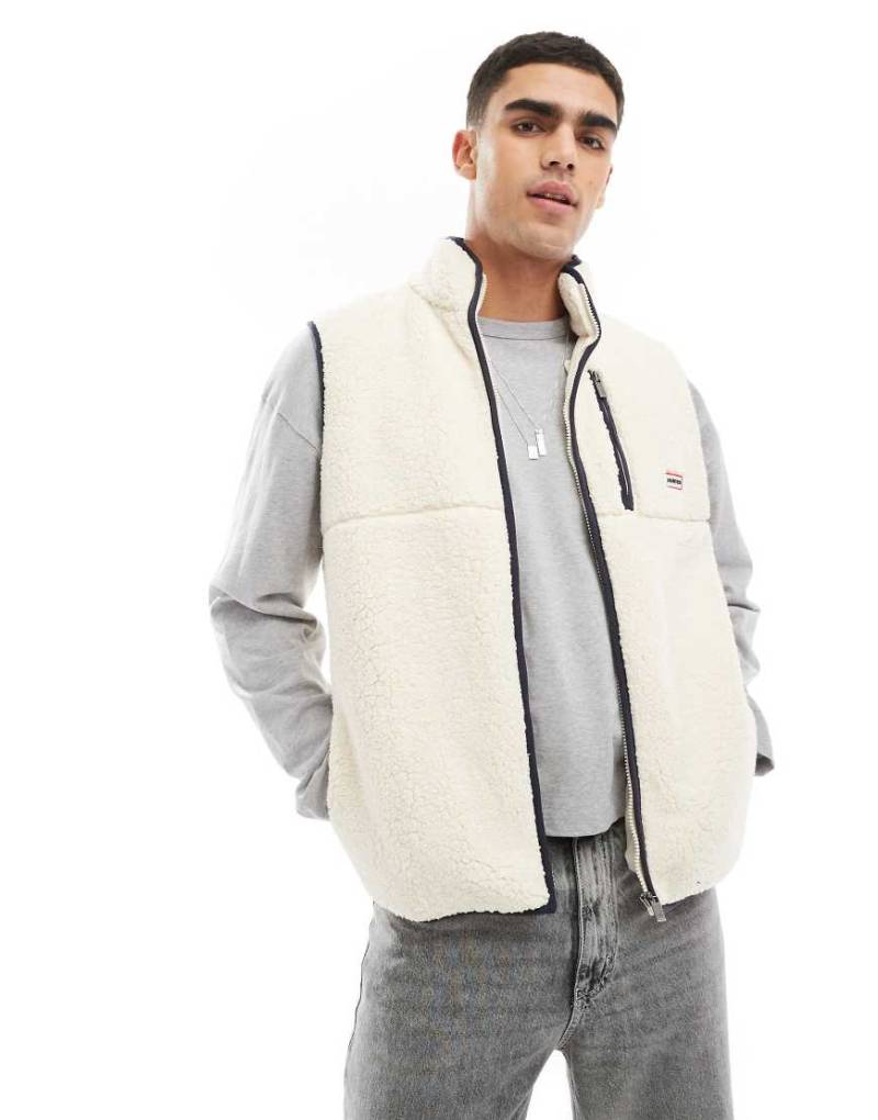 Hunter - Drill - Fleece-Weste in Cremeweiß mit Kontrastfutter von Hunter