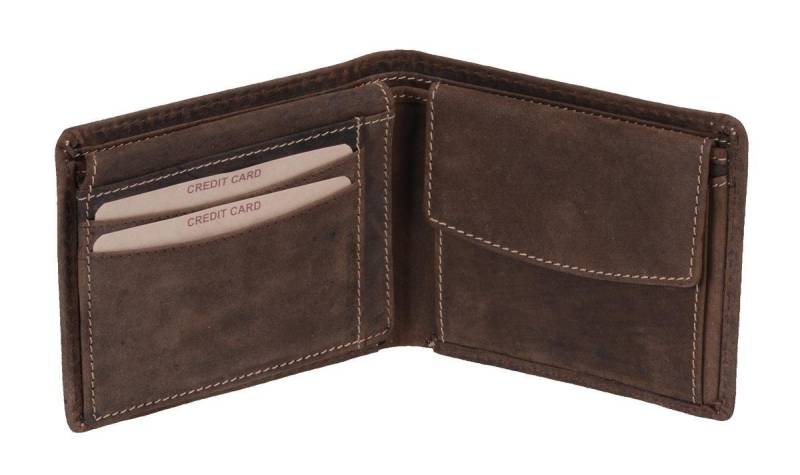 GlücksNugget Geldbörse Herrenbörse Herren Geldbörse Leder querformat HUNTER, dunkelbraun von GlücksNugget