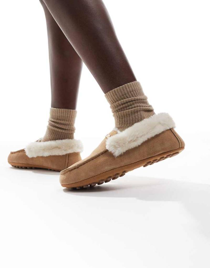 Hunter - Mokassin-Hausschuhe in Hellbraun mit Sherpa-Futter-Neutral Hunter - Mokassin-Hausschuhe in Hellbraun mit Sherpa-Futter-Neutral von Hunter