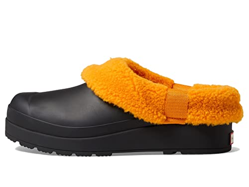 Hunter Play Sherpa Isolierte Clogs für Frauen halten Ihre Füße warm, Textilfutter und Innensohle und Slip-On-Stil, Schwarz/Nomad Orange, 39 EU von Hunter