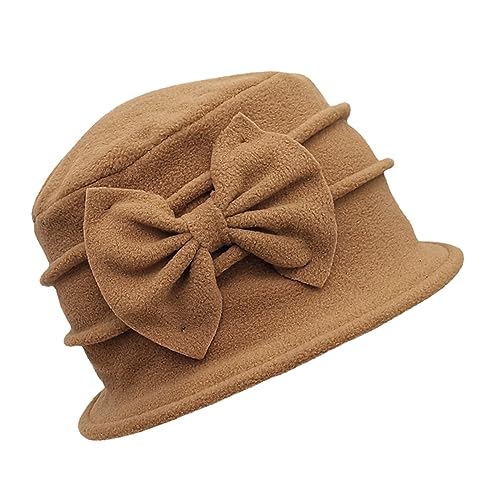 Damen Glockenmütze Hut French Vintage Floral Fleece Cloche Hut Klassischer Winter 1920s Eimer Hut Wollmütze Damen Bucket hat Damen Winter von HunterBee