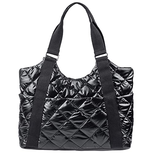 HunterBee Große gesteppte Nylon-Tragetasche für Damen, Puffy Puffer Cloud Dumpling Geldbörse, gepolsterte Polsterung, Schulterhandtasche für Damen, wasserdichte geraffte Taschen von HunterBee