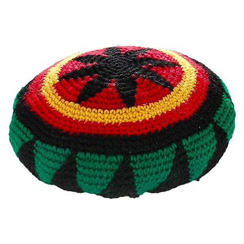 Wollstrick Rasta Mütze Reggae Jamaican Cap Hippie Beanie Mütze Crochet Strick Slouchy Baggy Cap, bunt, Large von HunterBee