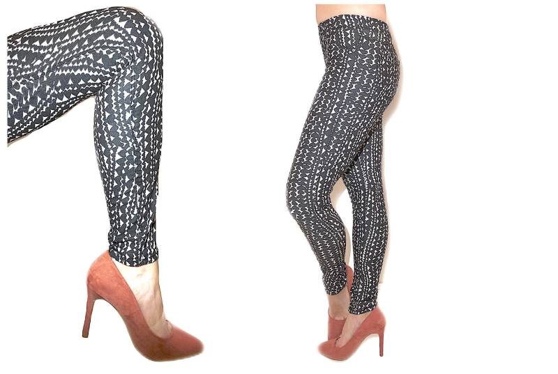 Schwarz & Weiß Herz Micro-Patterned Skinny Hose Mit Genähten Faux Taschen von HunterHunted