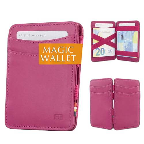 Hunterson Flacher Geldbeutel Fuer Herren aus Leder, Magic Wallet mit RFID-Schutz, Geldboerse mit Platz Fuer 8 Karten, Raspberry Hunterson Flacher Geldbeutel Fuer Herren aus Leder, Magic Wallet mit RFID-Schutz, Geldboerse mit Platz Fuer 8 Karten, Raspberry von Hunterson