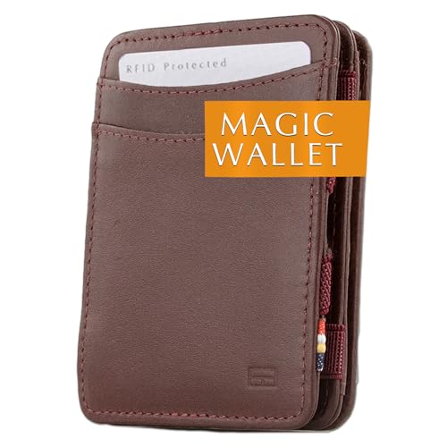 Hunterson Minimalist Slim Magic Coin Geldbörse Echtleder RFID Blocking, Einheitsgröße, Burgundy von Hunterson