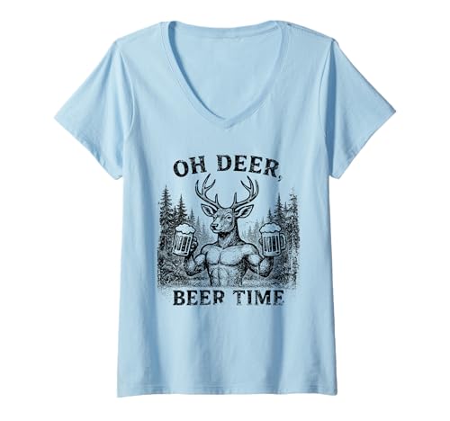 Damen Beer Time, lustige Trinkhirschjagd T-Shirt mit V-Ausschnitt Damen Beer Time, lustige Trinkhirschjagd T-Shirt mit V-Ausschnitt von Hunting Beer Lover Tees by TheMaesthteics