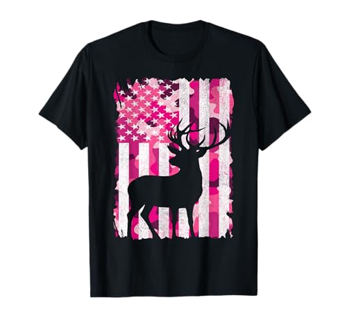 Jagd Camo Amerikanische Flagge Buck Deer Pink Camouflage Damen T-Shirt Jagd Camo Amerikanische Flagge Buck Deer Pink Camouflage Damen T-Shirt von Hunting Camo American Usa Flag Hunt Designs Co.