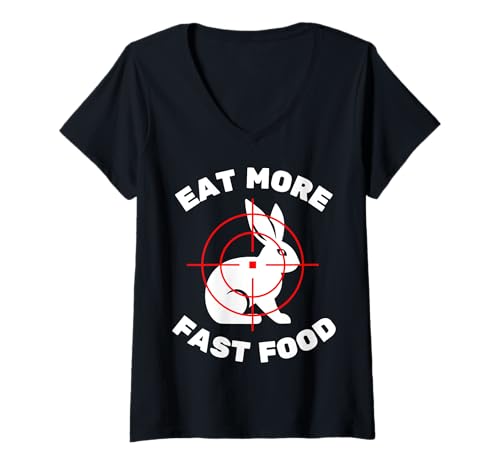 Damen Lustige Kaninchenjagd für Jäger Essen mehr Fast Food T-Shirt mit V-Ausschnitt Damen Lustige Kaninchenjagd für Jäger Essen mehr Fast Food T-Shirt mit V-Ausschnitt von Hunting Outdoor Activities Lovers