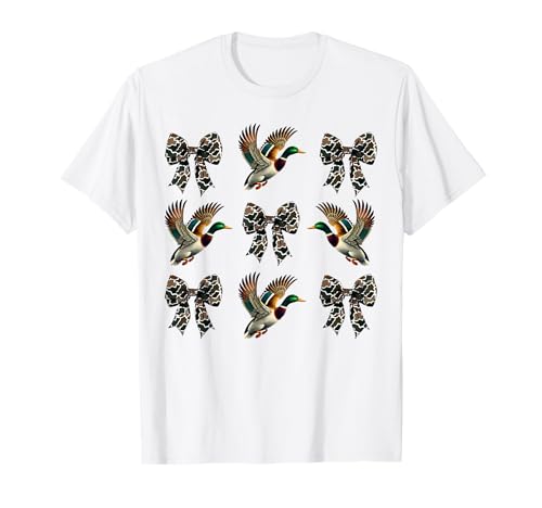Frauen Ente Jagdsaison Camo Kokette Schleifen Jagd Ehefrau T-Shirt Frauen Ente Jagdsaison Camo Kokette Schleifen Jagd Ehefrau T-Shirt von Hunting Outfits Funny Gifts Women Men