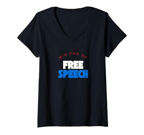 Damen Großer Fan der freien Meinungsäußerung T-Shirt mit V-Ausschnitt Damen Großer Fan der freien Meinungsäußerung T-Shirt mit V-Ausschnitt von Hunty's Free Speech Shop