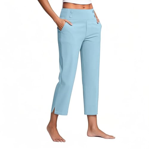 Bequeme Hose Damen Sale Angebote Casual Einfarbig Freizeithose Sporthose Elegant Lang Sommerhose 7/8 Casual Leichte Traininghose Laufhosen Jogger Sweatpants Elastische Yogahose Straight Leg Hose von Huoghebg