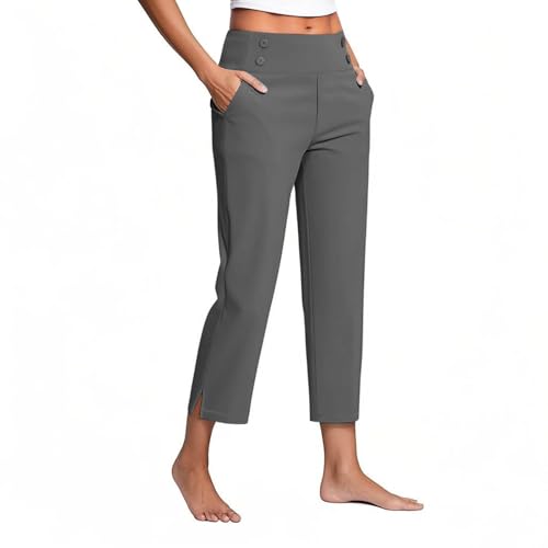 Bequeme Hose Damen Sale Angebote Casual Einfarbig Freizeithose Sporthose Elegant Lang Sommerhose 7/8 Casual Leichte Traininghose Laufhosen Jogger Sweatpants Elastische Yogahose Straight Leg Hose von Huoghebg