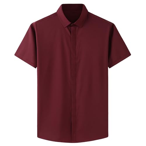 Herren Hemd Kurzarm Sale, Business Hemd Herren Oversized Fleckenschutz Freizeit Regular Fit Bügelfrei Businesshemd Sommer Stretch Formales Anzug Hemden Hochzeit Klassisch Unifarben Anzughemd L-6XL von Huoghebg