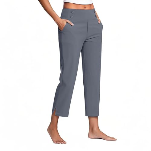 Huoghebg Stretch Hose Damen Alle Angebote, Business Hose Damen Yogahose Slim Fit Leggings Casual Atmungsaktiv Leichte Sommerhose Mit Taschen für Büro Workout Yoga Fitness Lounge Hose Schwarz Weich von Huoghebg