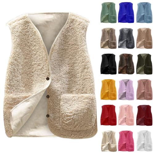 Teddy Fleece Weste Kinder Ärmellos Fleecejacke Kurz V-Ausschnitt Teddyfleece Jacke Locker Komfortabel Weste Winter Warm Teddyweste Outdoor Winterjacke Plüschweste für Mädchen und Jungen Übergangsjacke von Huoghebg
